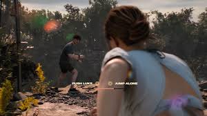 An Until Dawn 2 choice prompt during a tense jungle scene